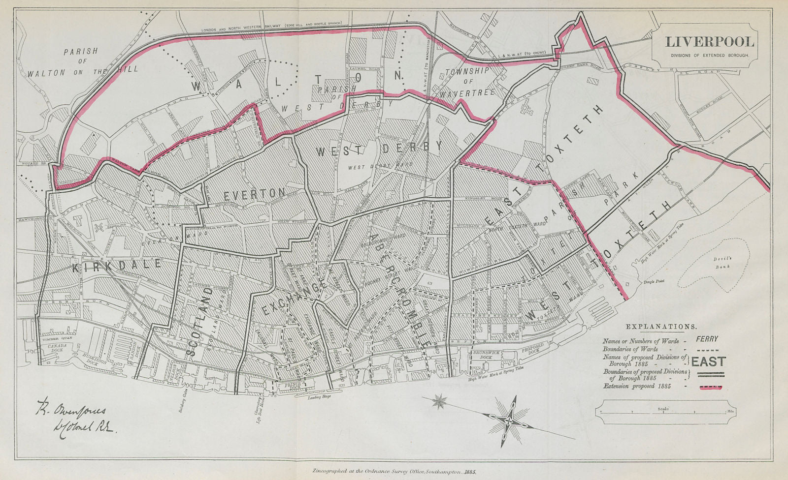Liverpool Parliamentary Borough. Kirkdale Walton. BOUNDARY COMMISSION 1885 map